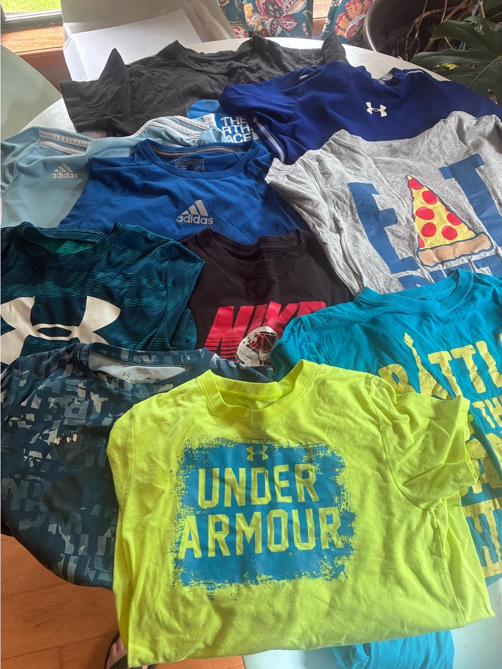Lot of 10 Boys' Size Medium tshirts, UA, Nike, Adidas, Children's Place